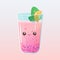 Fruit bubble tea with mint and orange or lemon