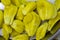 The Fruit Bulbs or Pods or edible pulps of jackfruit is placed in a plate. The scientific name of jackfruit is Artocarpus