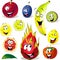Fruit cartoon with many expressions