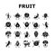 fruit character funny food icons set vector