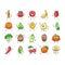 fruit character funny food icons set vector