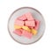 Fruit Chews Isolated, Pink Chewable Candies, Fruit Chew Candy Pile, Square Taffy, Colorful Gummy Candies