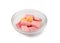 Fruit Chews Isolated, Pink Chewable Candies, Fruit Chew Candy Pile, Square Taffy, Colorful Gummy Candies