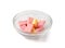 Fruit Chews Isolated, Pink Chewable Candies, Fruit Chew Candy Pile, Square Taffy, Colorful Gummy Candies