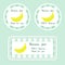 Fruit collection for design. Labels for homemade natural banana jam in green and yellow color
