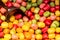 Fruit colorful gumballs candies background with the scoop