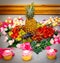 Fruit and Cupcake Arrangement with Pineapple Centerpiece