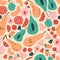 Fruit doodle seamless pattern. Naive simple fruits. Perfect for fabric, wallpaper or wrapping paper.