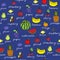 Fruit doodles seamless vector pattern.