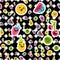 Fruit emoji color seamless vector pattern