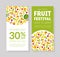 Fruit Festival Banner Template, Summer Sale Card with Fruits Pattern Vector Illustration