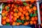 Fruit festive box. Fresh Tangerines mandarines, clementines, ci