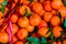 Fruit festive box. Fresh Tangerines mandarines, clementines, ci