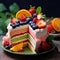 Fruit Fiesta Extravaganza: A cake masterpiece bursting with delicious and vibrant fruits!