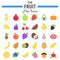 Fruit flat icon set, food symbols collection