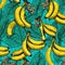 fruit fresh blue print banana trendy background pattern yellow food sweet. Generative AI.