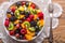 Fruit fresh mixed tropical fruit salad. Bowl of healthy fresh fruit salad - died and fitness concept