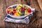 Fruit fresh mixed tropical fruit salad. Bowl of healthy fresh fruit salad - died and fitness concept