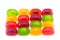 Fruit gummi or jelly candies assortment on white
