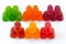 Fruit gummi or jelly candies assortment on white