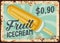 Fruit ice cream vector rusty metal plate design