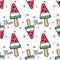 Fruit ice lolly, white background. Seamless pattern. Vector