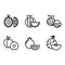 Fruit icon set include fruit, food, healthy food, waermelon, rambutan, peach, pomegranate, melon