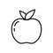 Fruit icon. Thin line art template for apple or peach logo. Black and white simple illustration. Contour hand drawn isolated