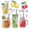 fruit_juices_icons_colored_classical print vector