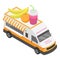 Fruit juices truck icon, isometric style