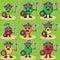Fruit knight with shield hand up pose set.
