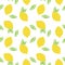 fruit lemon with green leaves citrus summer on a white background pattern seamless vector