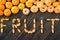 Fruit lettering of Clementine tangerine slices
