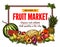 Fruit market banner with frame of farm product