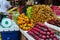 Fruit market at Kuala Lumpur street - many different Asian organic fresh fruits, everyday things.