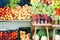 Fruit market - many colorful fruits