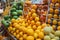 Fruit market with various colorful fresh fruits