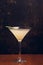 Fruit Martinis on rustic background with space for text. Vertical shot