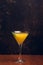 Fruit Martinis on rustic background with space for text. Vertical shot