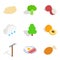 Fruit meal icons set, isometric style