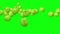 Fruit mix, animated apple movements on a green background, 3D animation