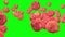 Fruit mix, animated apple movements on a green background, 3D animation