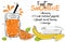 Fruit mix smoothie recipe with illustration of ingredients. Healthy food poster