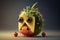 fruit monster with big eyes. illustration Generative AI