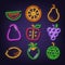 Fruit neon signboard icons