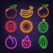 Fruit neon signboard icons
