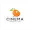 Fruit Orange Cinema logo movie emblem template . Movie Production Logo .Film Camera Logo Template . film strip cinema , Videograph