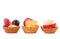 Fruit pastries on white background