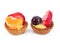 Fruit pastries on white background