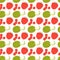 Fruit pattern with coloring melon, strawberry and cherry element. Seamless pattern with watermelons and strawberries